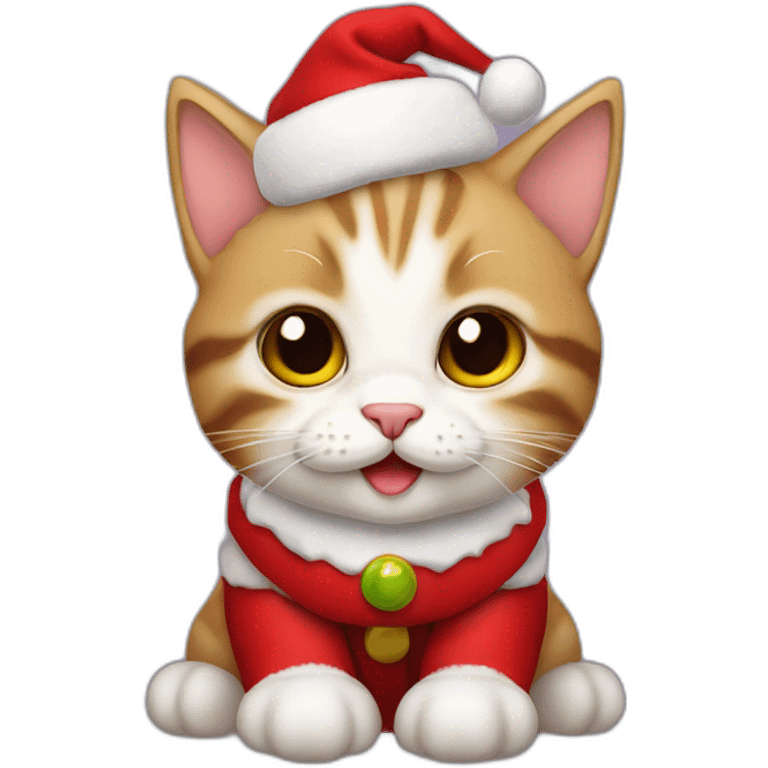 Very cute kitten Santa Claus emoji