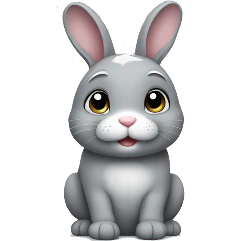 Grey bunny looking cute emoji