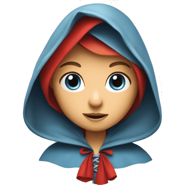 Little Red Riding Hood looks straight exact same emoji but with blue eyes emoji