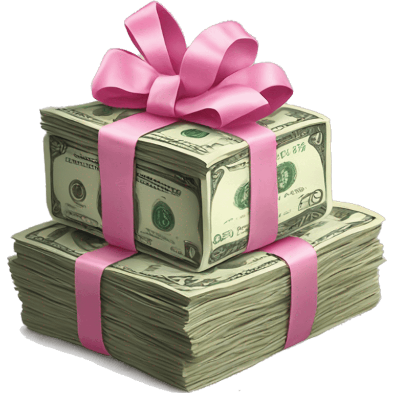 Stack of money with pink bow emoji