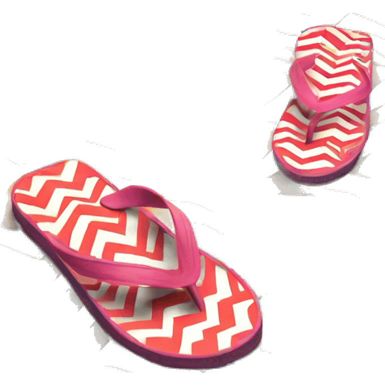 Realistic pair of chevron pattern summer flip flops isolated. emoji