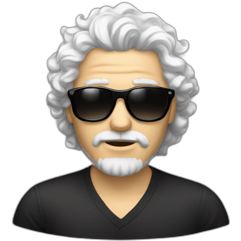 A man with curly white hair and wearing black sunglasses without moustache transparent background emoji