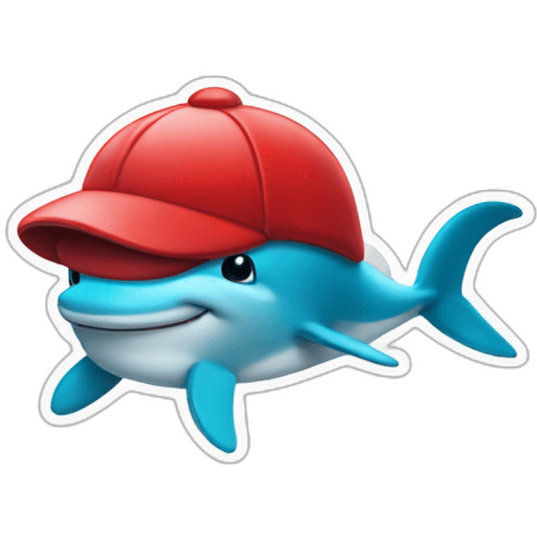 dolphine with red hat emoji