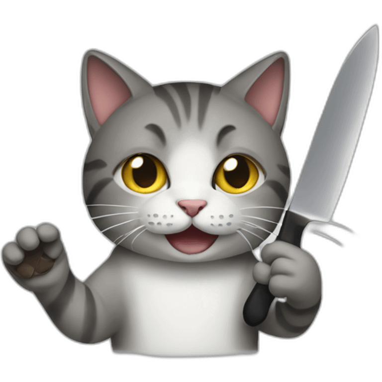 Cat waving a knife emoji