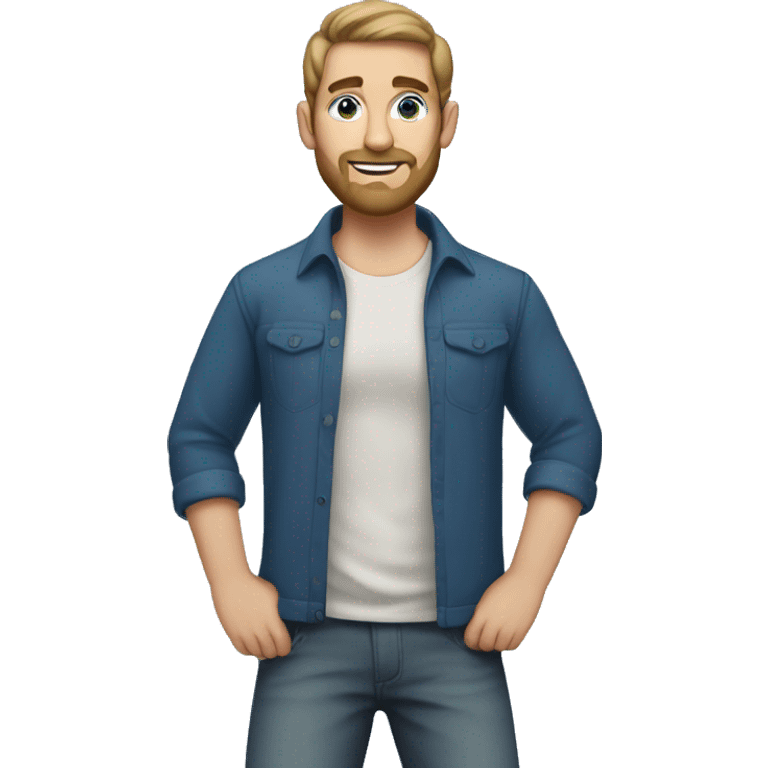 Man with dark blonde hair. A ponytail. Blue eyes and dark blonde beard  emoji