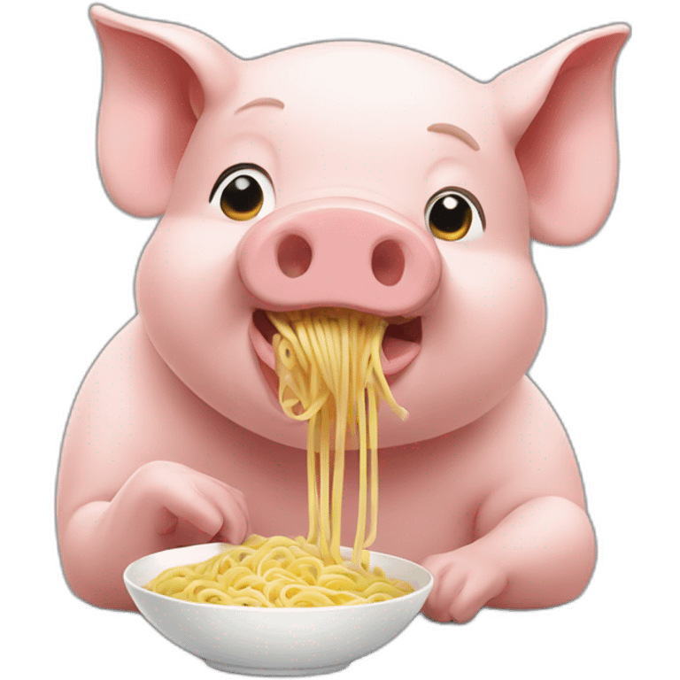 pig eating noodles without plate or bowl emoji