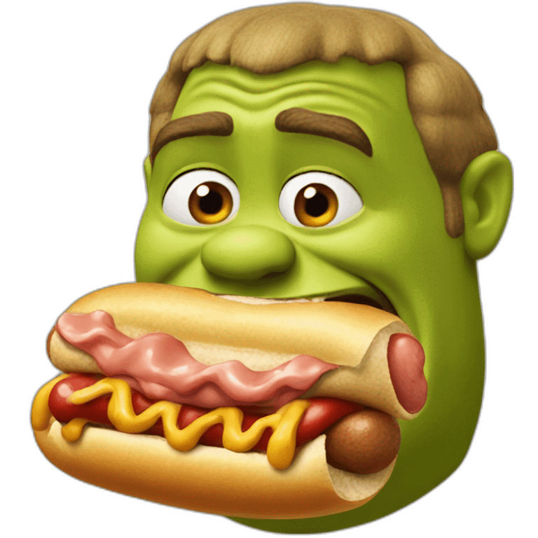 shrek eating a hotdog emoji