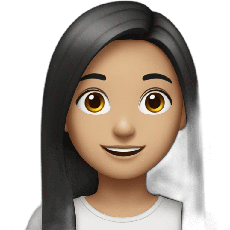 girl-long black straight hair- smile emoji