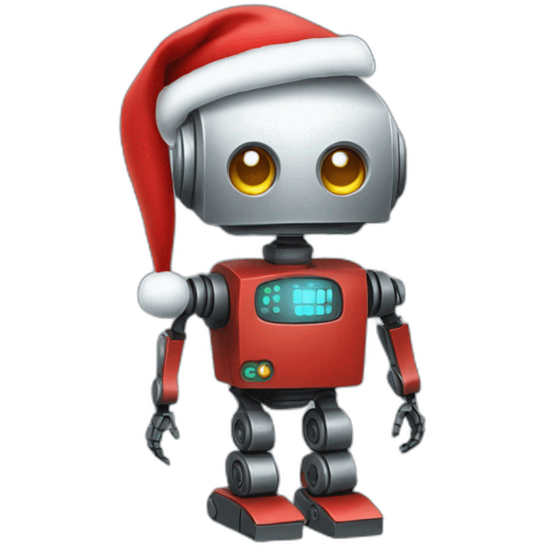 robot wearing santa hat emoji