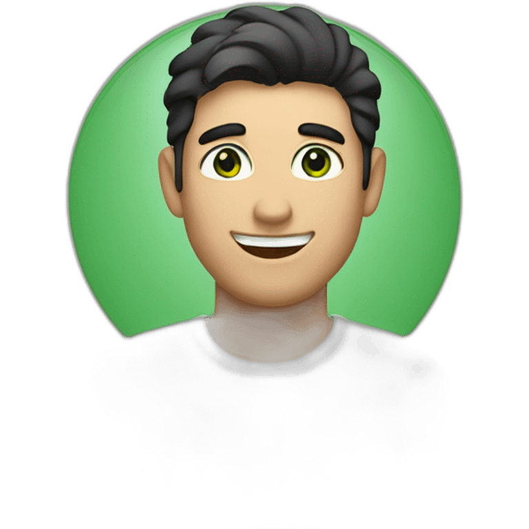 nice man with green eyes, dark hair, bear and smiling emoji