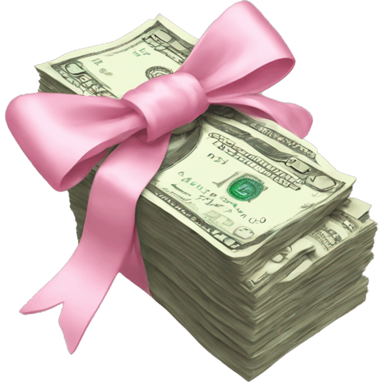 A bunch of dollars, tied with pastel pink bow emoji