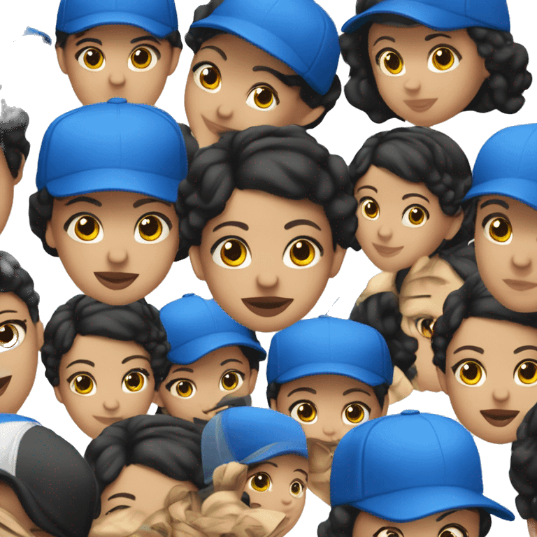 create an emoji of a light skin hispanic girl with short black hair with a blue baseball style hat  emoji