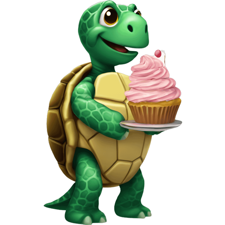 Draw a turtle eating cupcake emoji