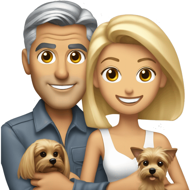 George Clooney and blonde woman holding Yorkshire terrier  emoji