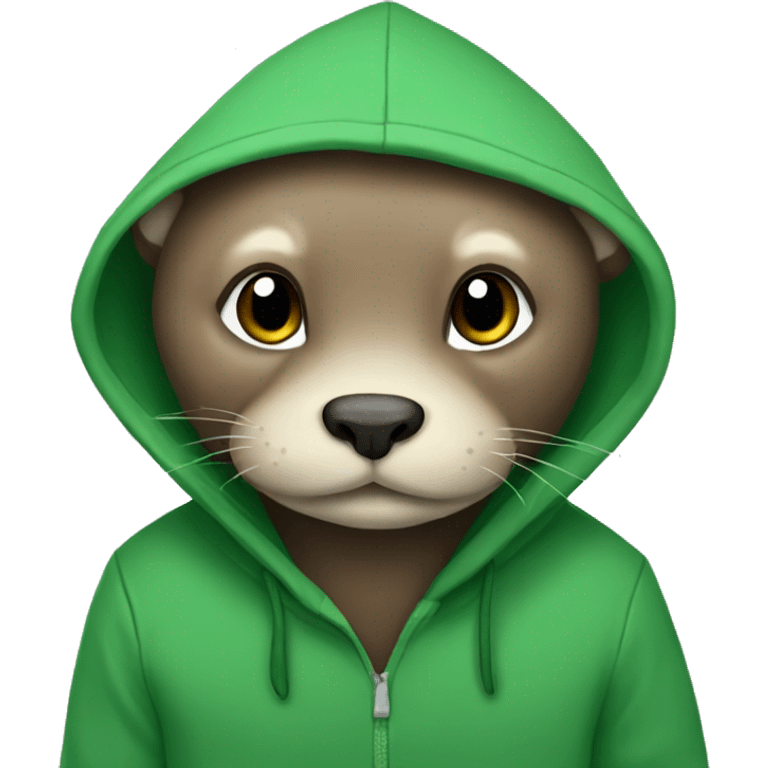 Otter wearing green hoodie emoji