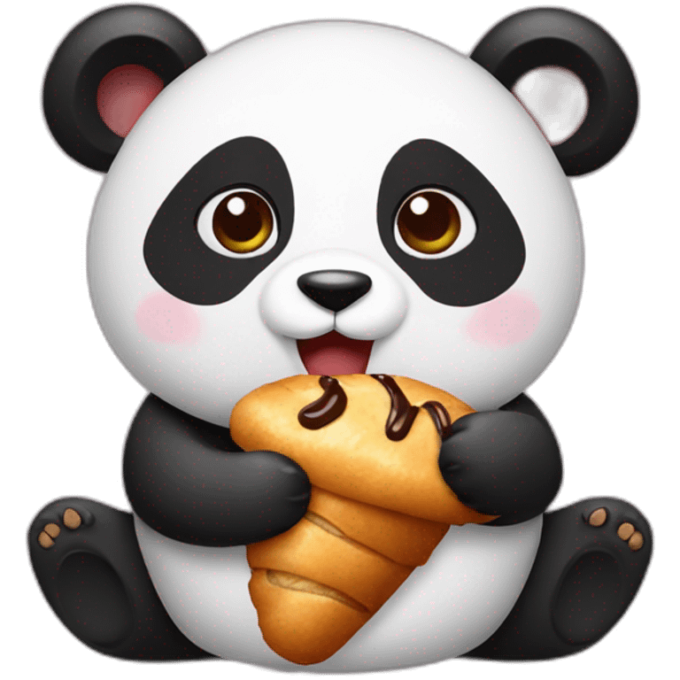 Panda eating chocolate croissant  emoji