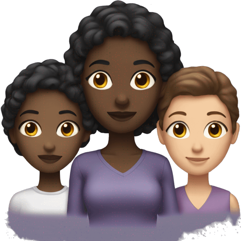 2 black girls and 1 brunette emoji