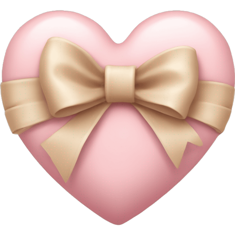 soft pink heart with slightly sandy beige bow and ribbon on it like wrapping a gift emoji