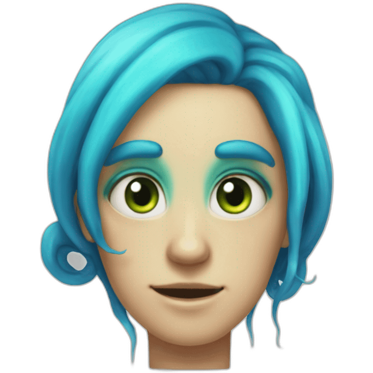 blue haired green eyed squid human hybrid emoji