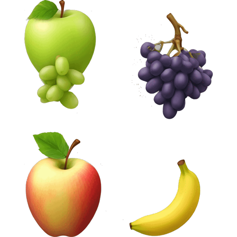 Apple, grapes and banana emoji