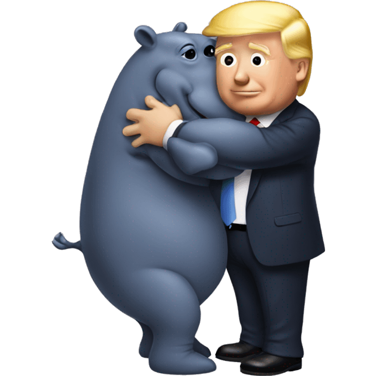 Trump hugging hippo emoji