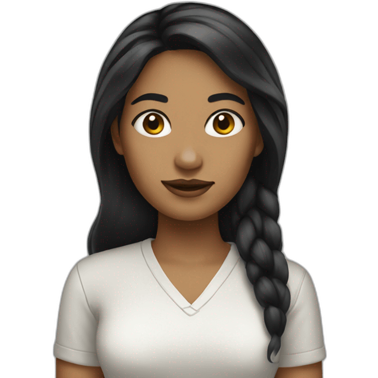 Woman black hair painter emoji