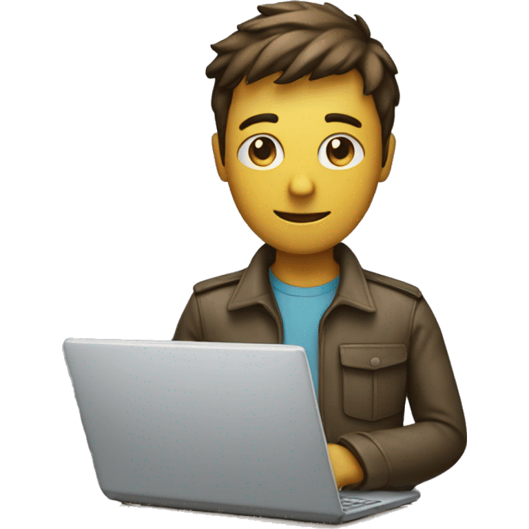 man with laptop and settings gear icon on the side emoji