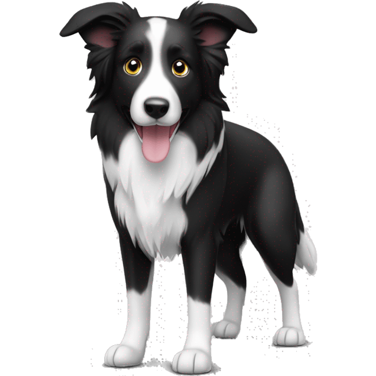 Border Collie Black white with smooth hair and standing ears emoji