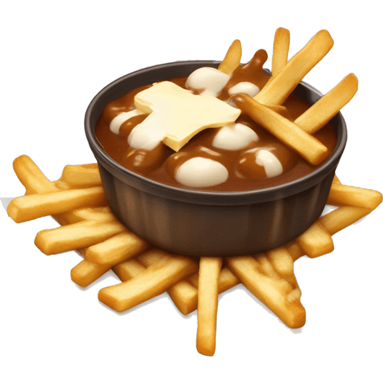 “Quebec poutine with crispy fries, melted white cheese curds, and rich brown gravy.” emoji