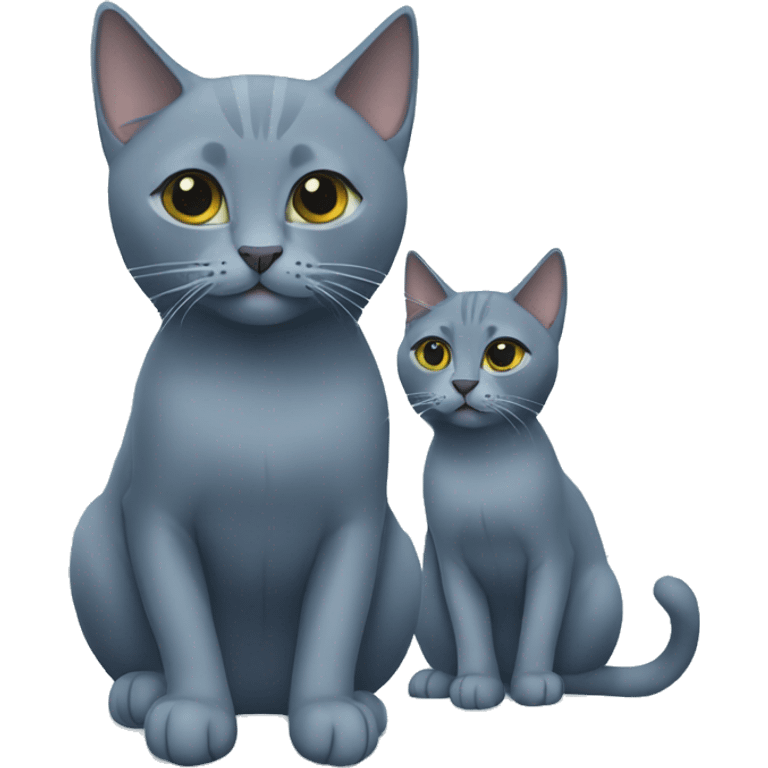 Two Russian Blue cats in snow emoji