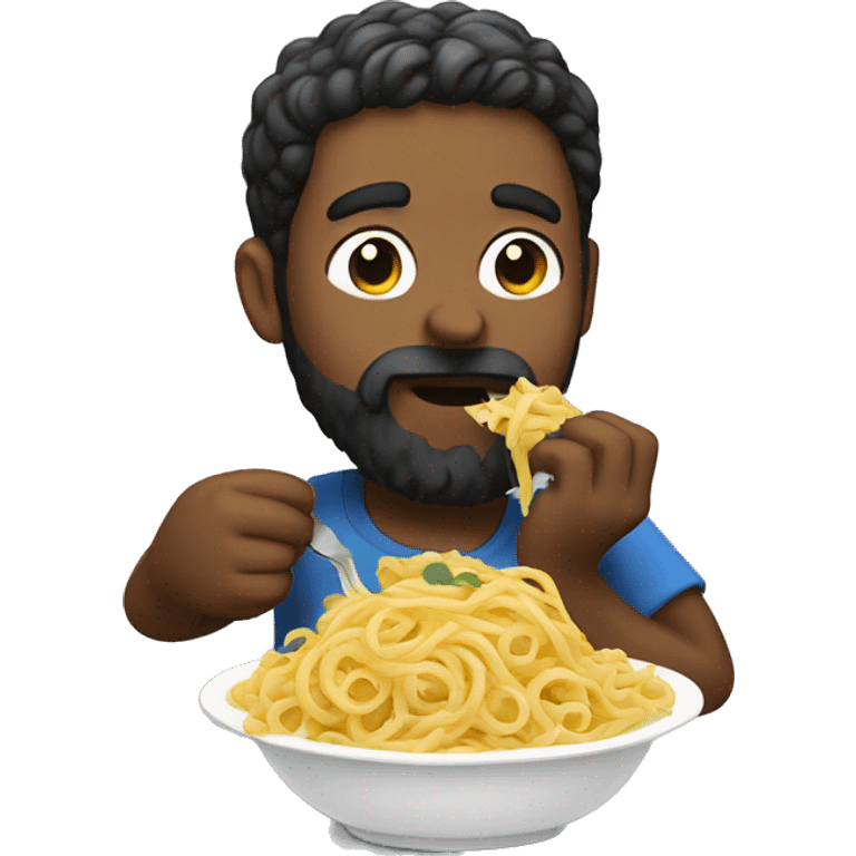 bearded boy eating pasta  emoji