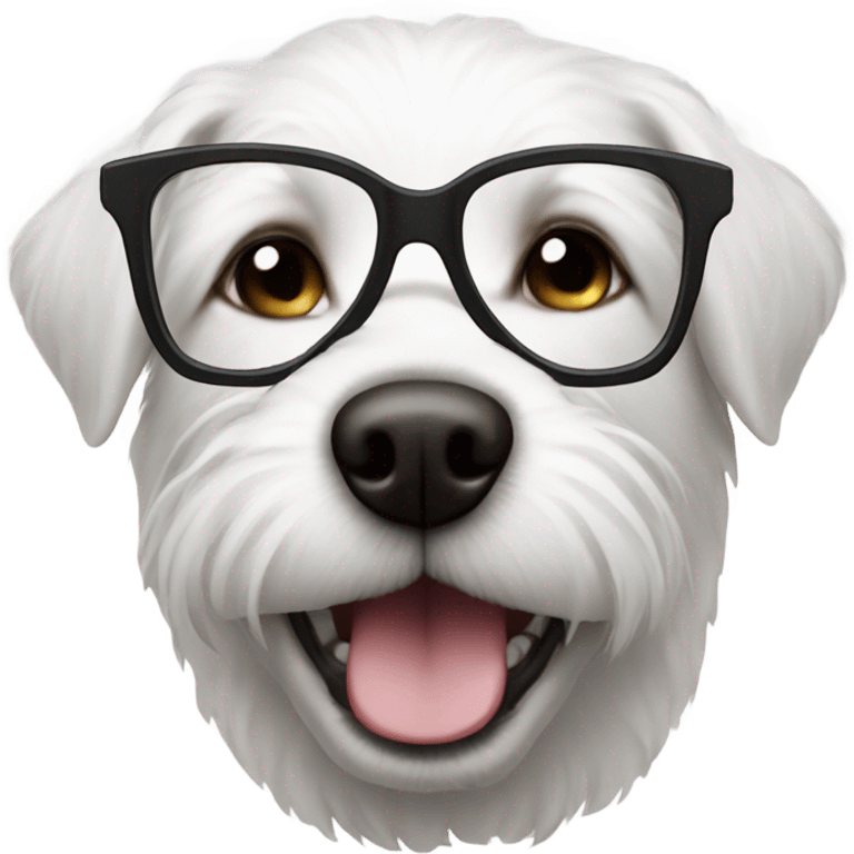 White crusty dog with glasses emoji