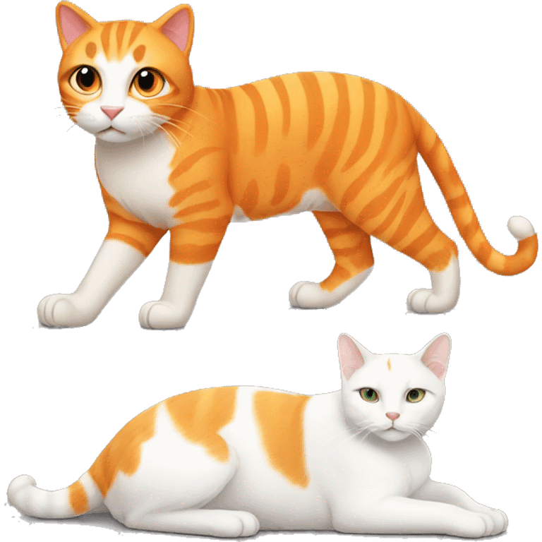 One orange big cat - and- one small white cat emoji