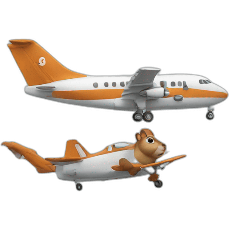 Airplane with squirrel face emoji