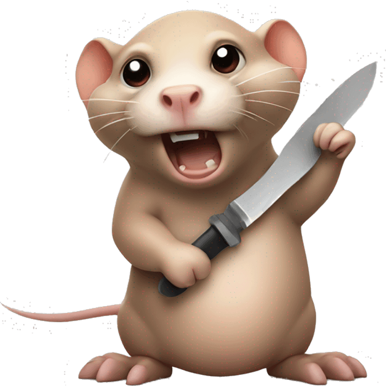 Angry naked mole rat holding a knife emoji