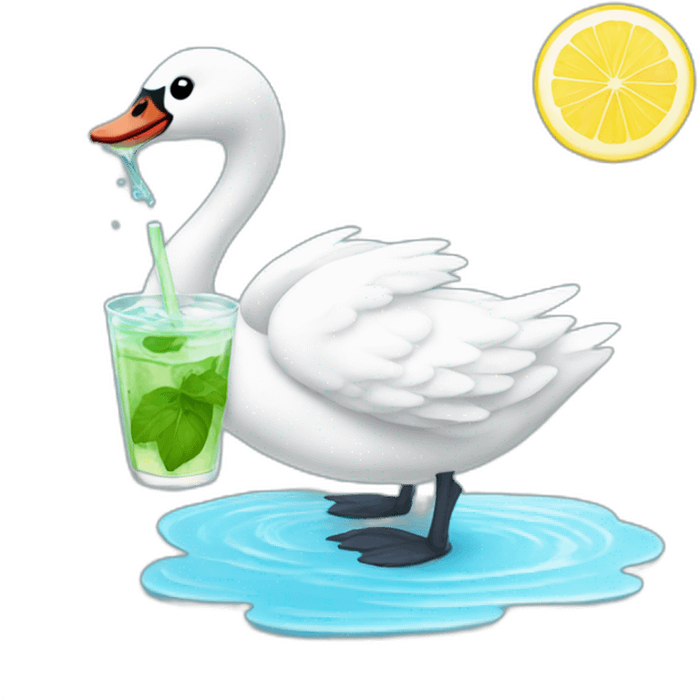 baby swan drinking mojito emoji