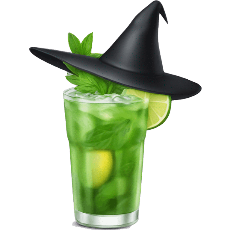 Mojito with witch hat emoji