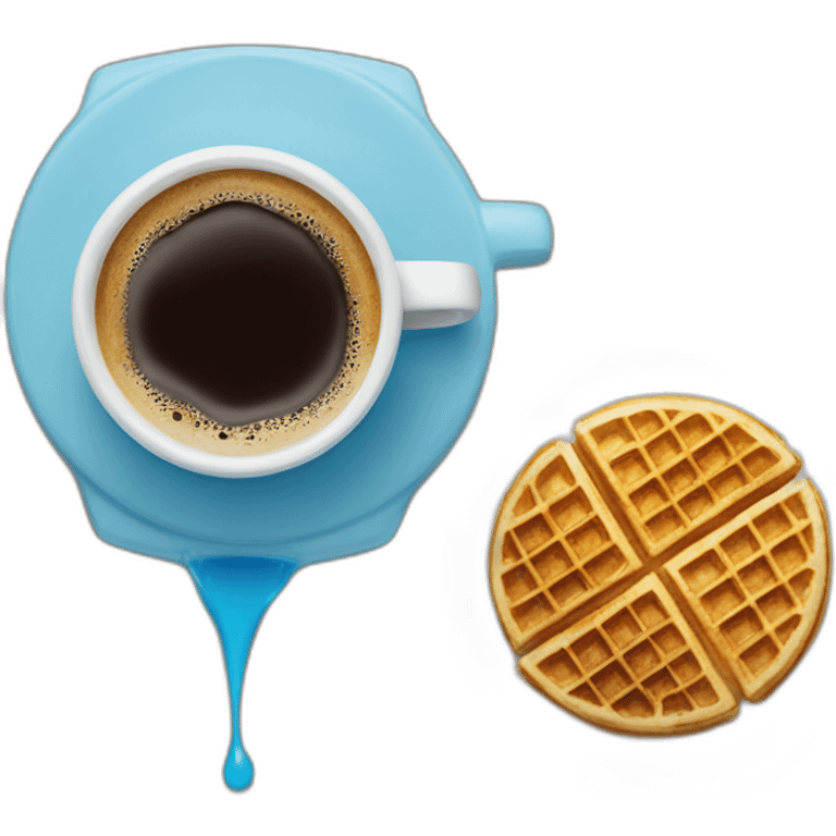 Blue bottle coffee and a waffle emoji