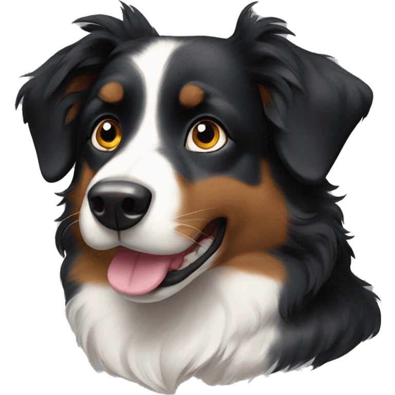 Black Australian shepherd with standing ears emoji