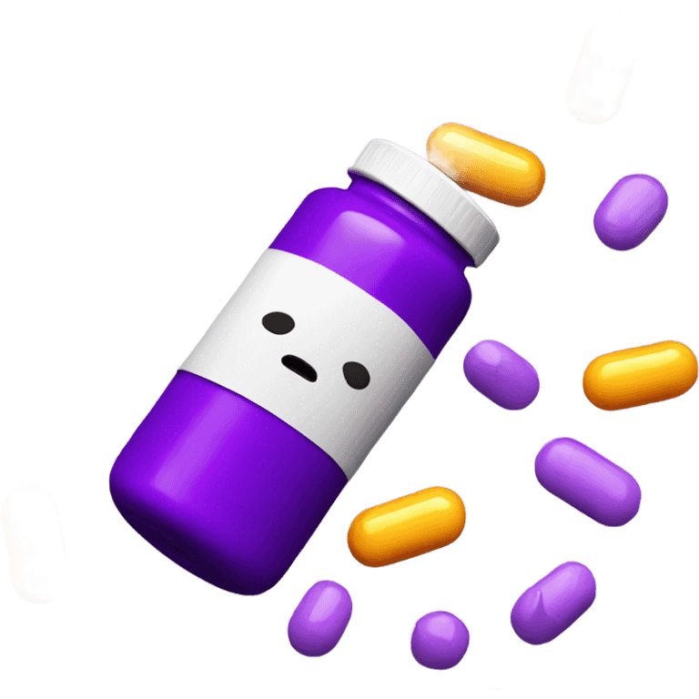 pills spilling from pill bottle purple emoji