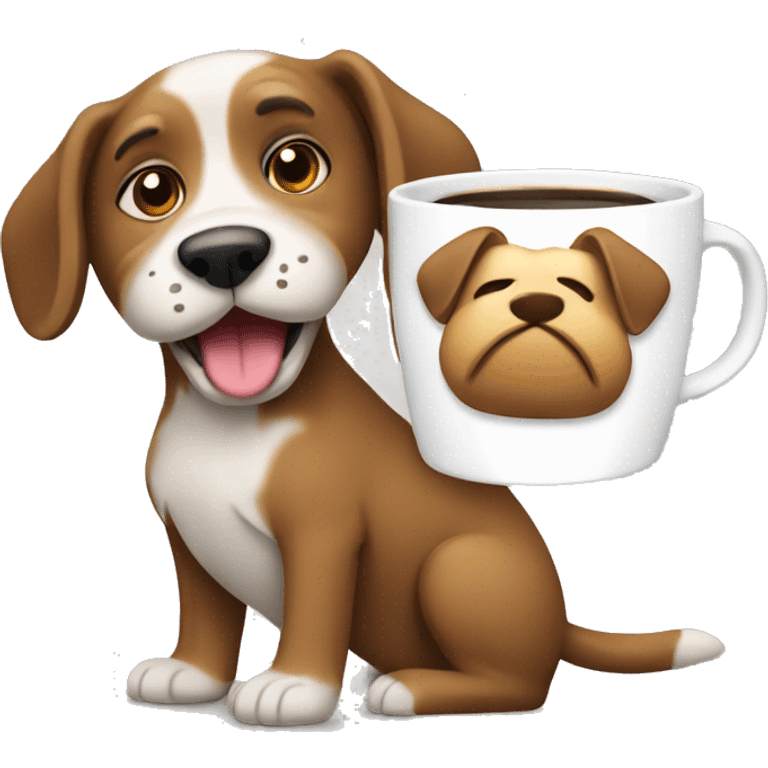 perro con taza de cafe emoji