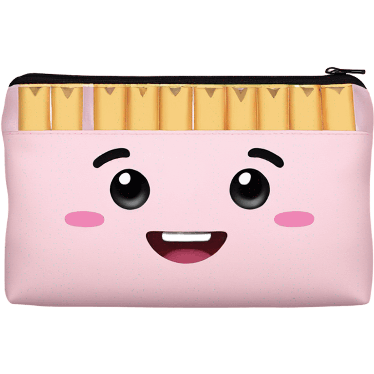 Pencil case light pink  emoji