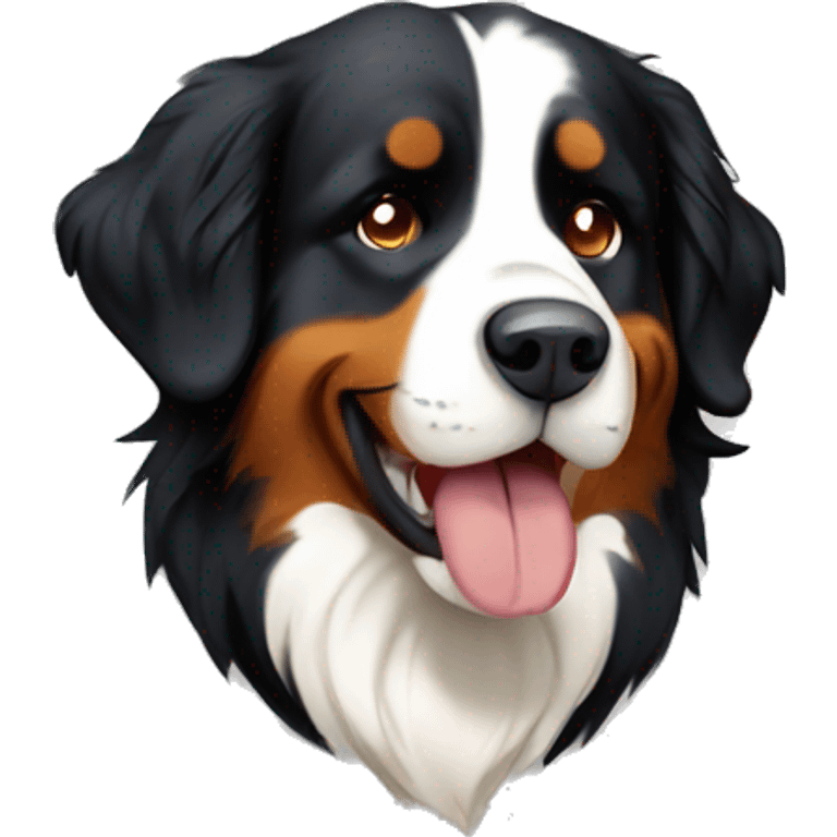 bernese mountain dog eating a lot of food emoji