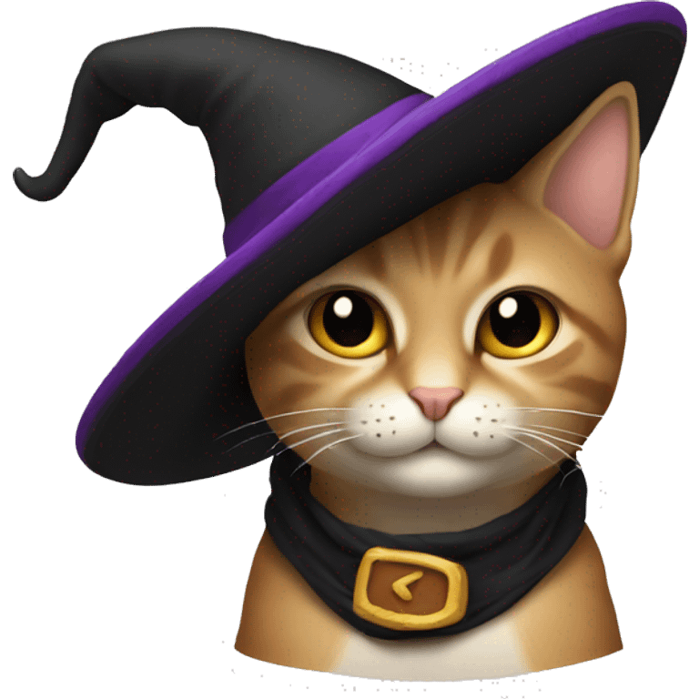 Gato con sombrero de bruja solo cara emoji