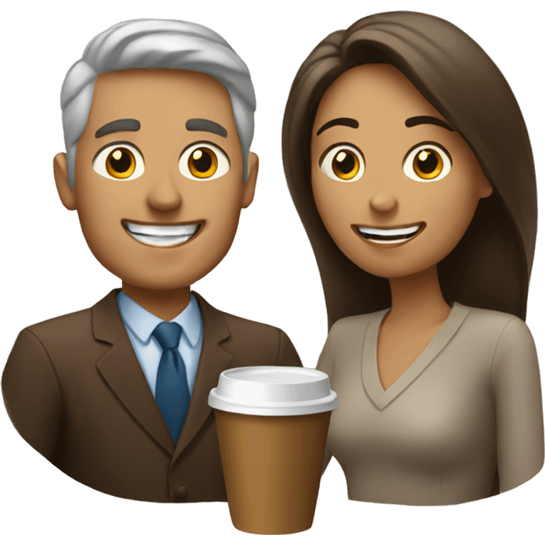 White Man and woman sharing coffee emoji