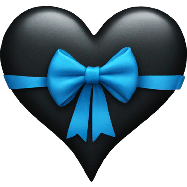 Black heart with blue bow emoji