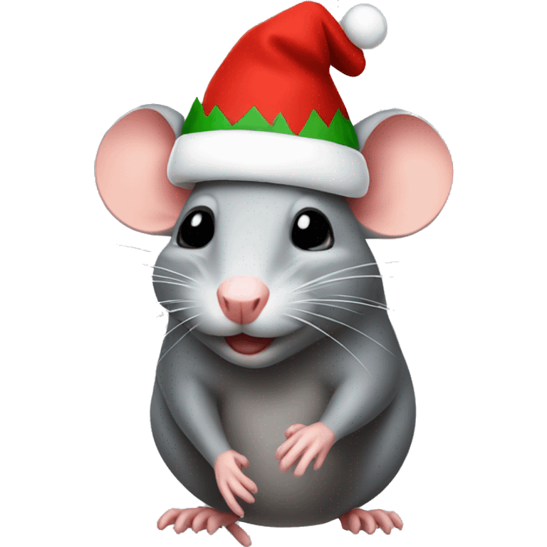 Rat with christmas cap emoji