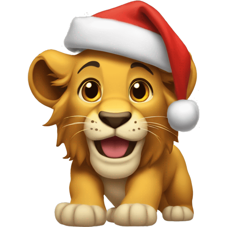 Simba with Santa hat emoji