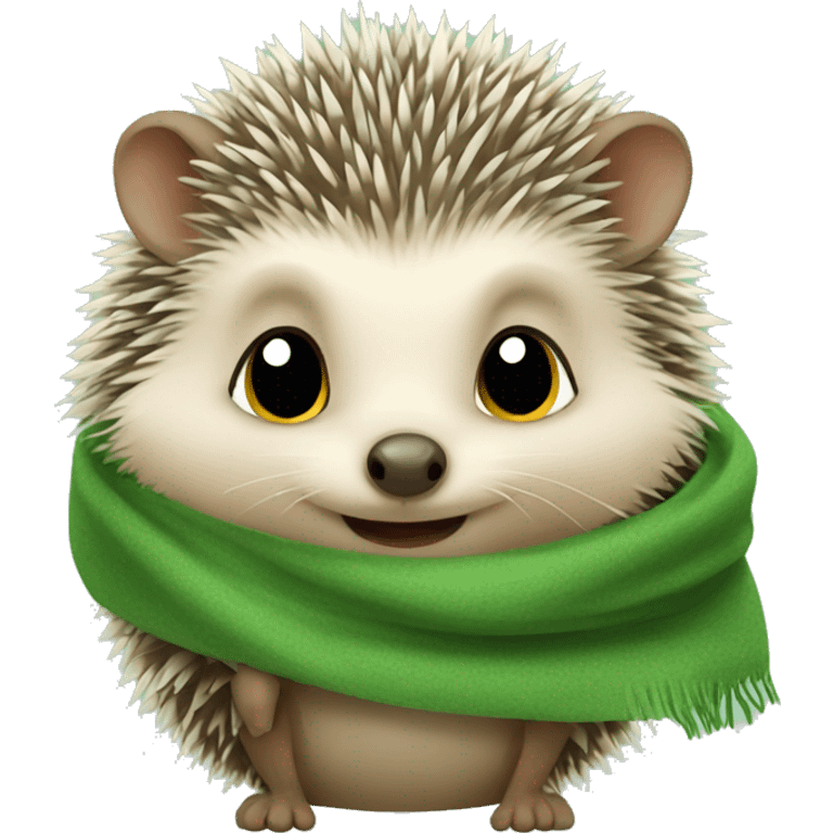 A cute Little hedgehog wearing a green scarf emoji