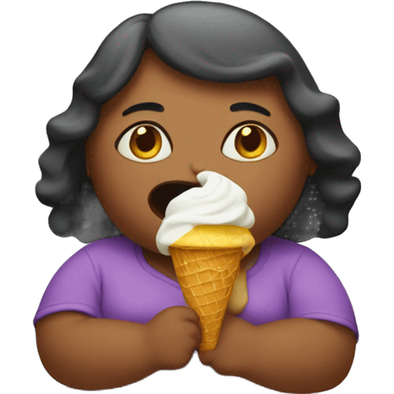 fat girl with ice cream emoji